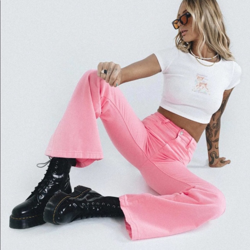 Pink flare pants! Super cute and bright pink.